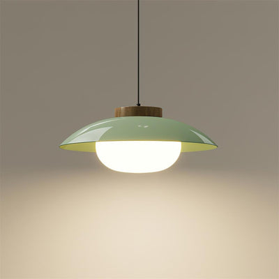 Modern Metal Pendant Light with Wood Accent