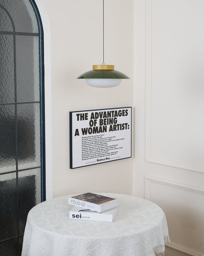 Modern Metal Pendant Light with Wood Accent