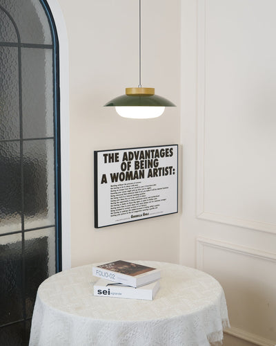 Modern Metal Pendant Light with Wood Accent