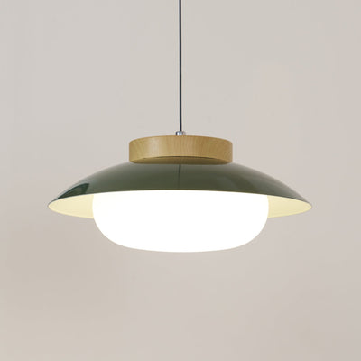 Modern Metal Pendant Light with Wood Accent