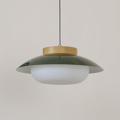 Modern Metal Pendant Light with Wood Accent