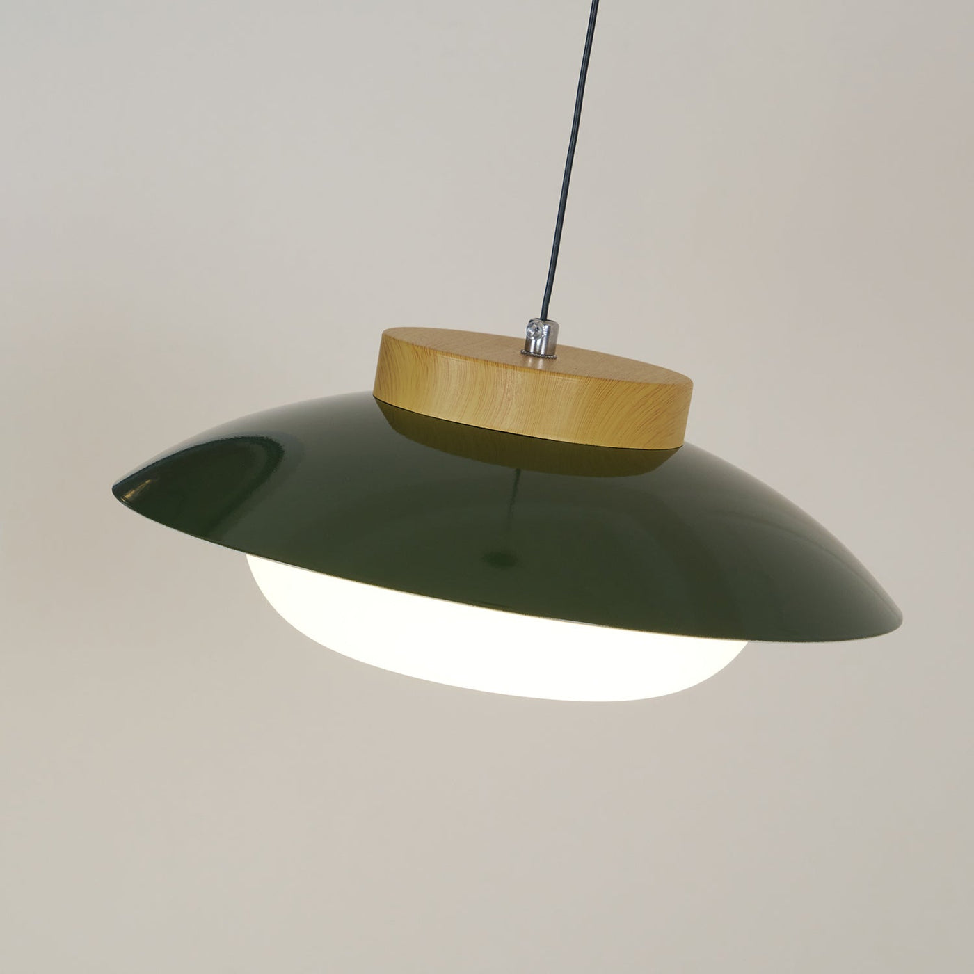 Modern Metal Pendant Light with Wood Accent