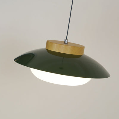 Modern Metal Pendant Light with Wood Accent