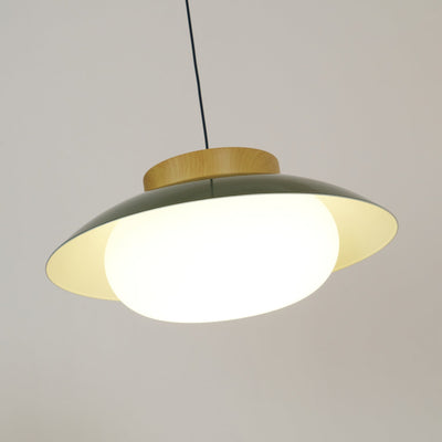 Modern Metal Pendant Light with Wood Accent