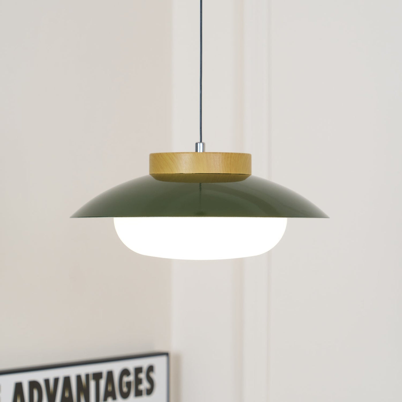 Modern Metal Pendant Light with Wood Accent