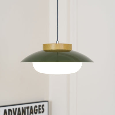 Modern Metal Pendant Light with Wood Accent