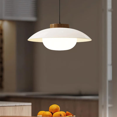 Modern Metal Pendant Light with Wood Accent