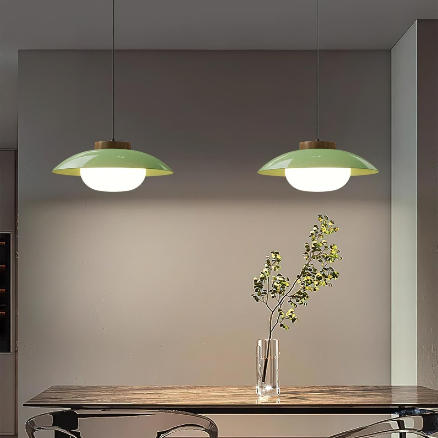 Modern Metal Pendant Light with Wood Accent