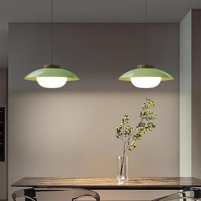 Modern Metal Pendant Light with Wood Accent