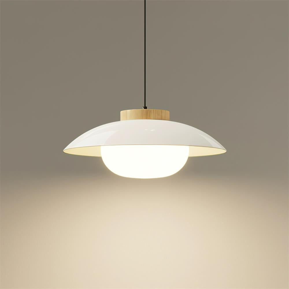 Modern Metal Pendant Light with Wood Accent