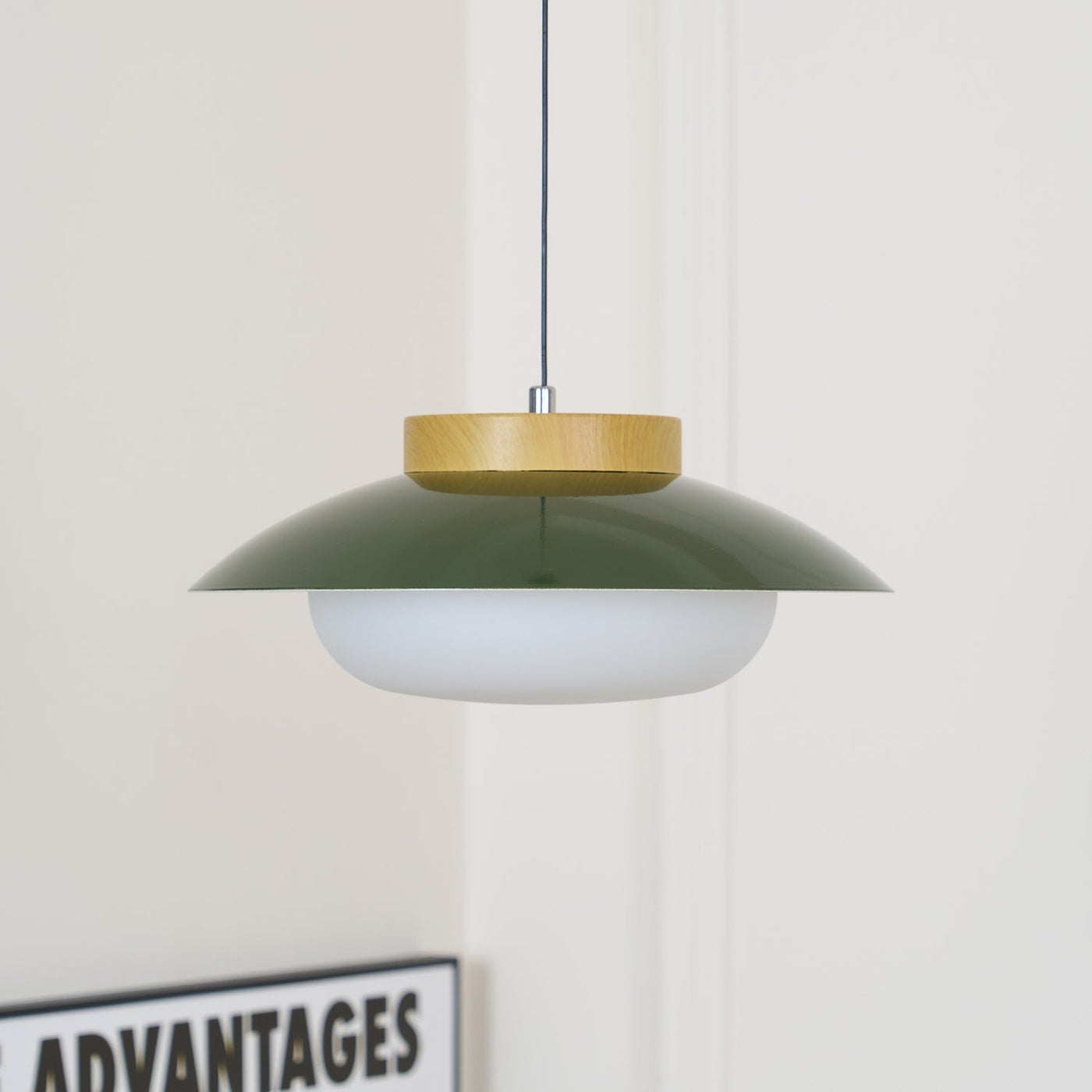 Modern Metal Pendant Light with Wood Accent