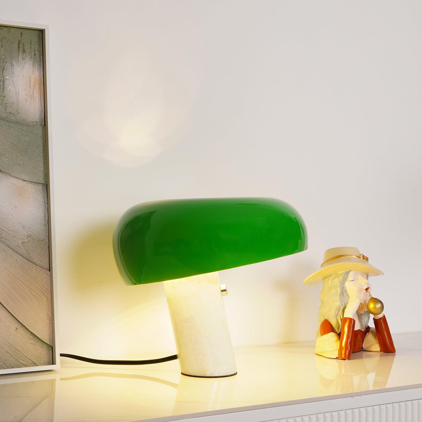 Art Marble Table Lamp with Italian Carrara Base