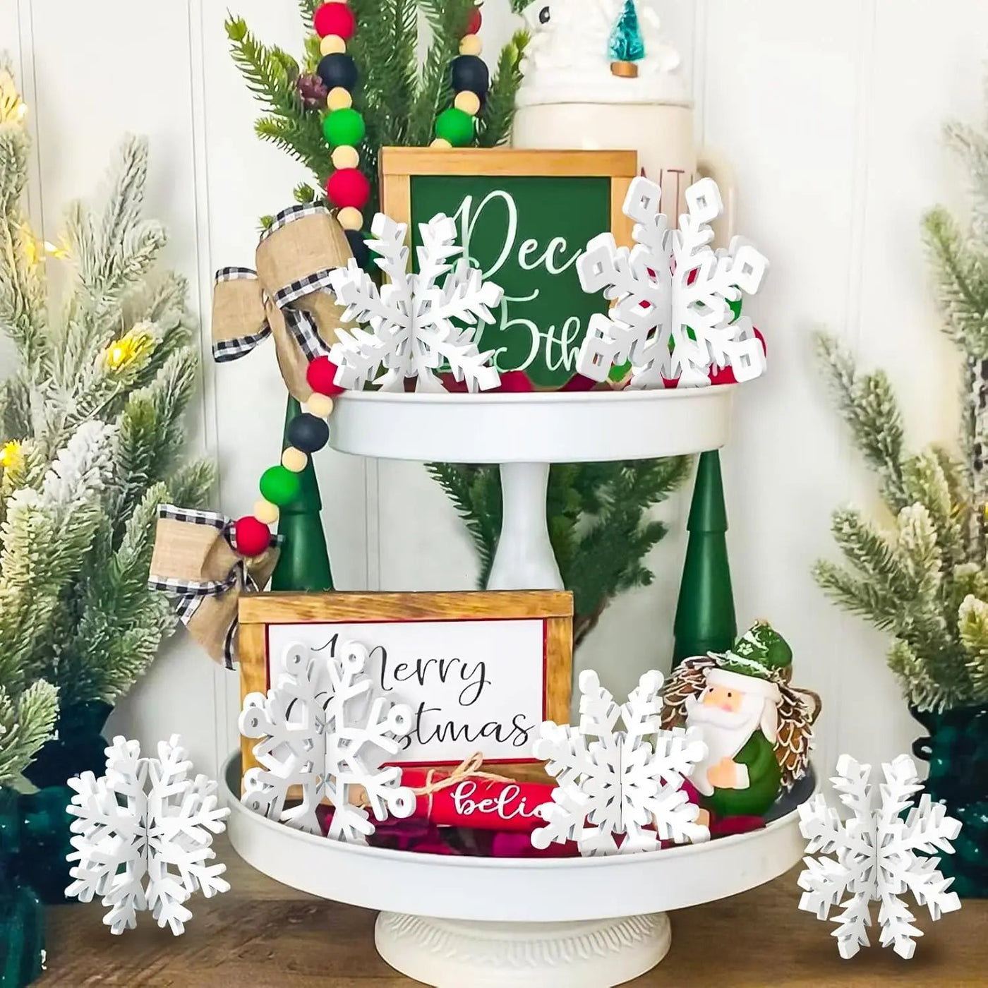 Wooden Christmas Snowflake Table Décor Set