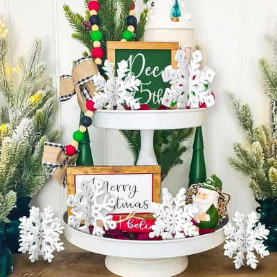Wooden Christmas Snowflake Table Décor Set