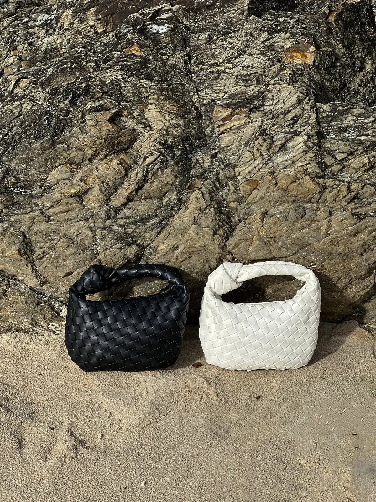 Vegan Leather Handbag Woven Shoulder Bag
