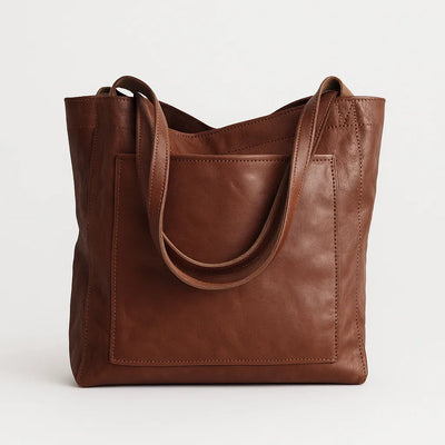 Vegan Leather Shoulder Bag with Zipper Closure