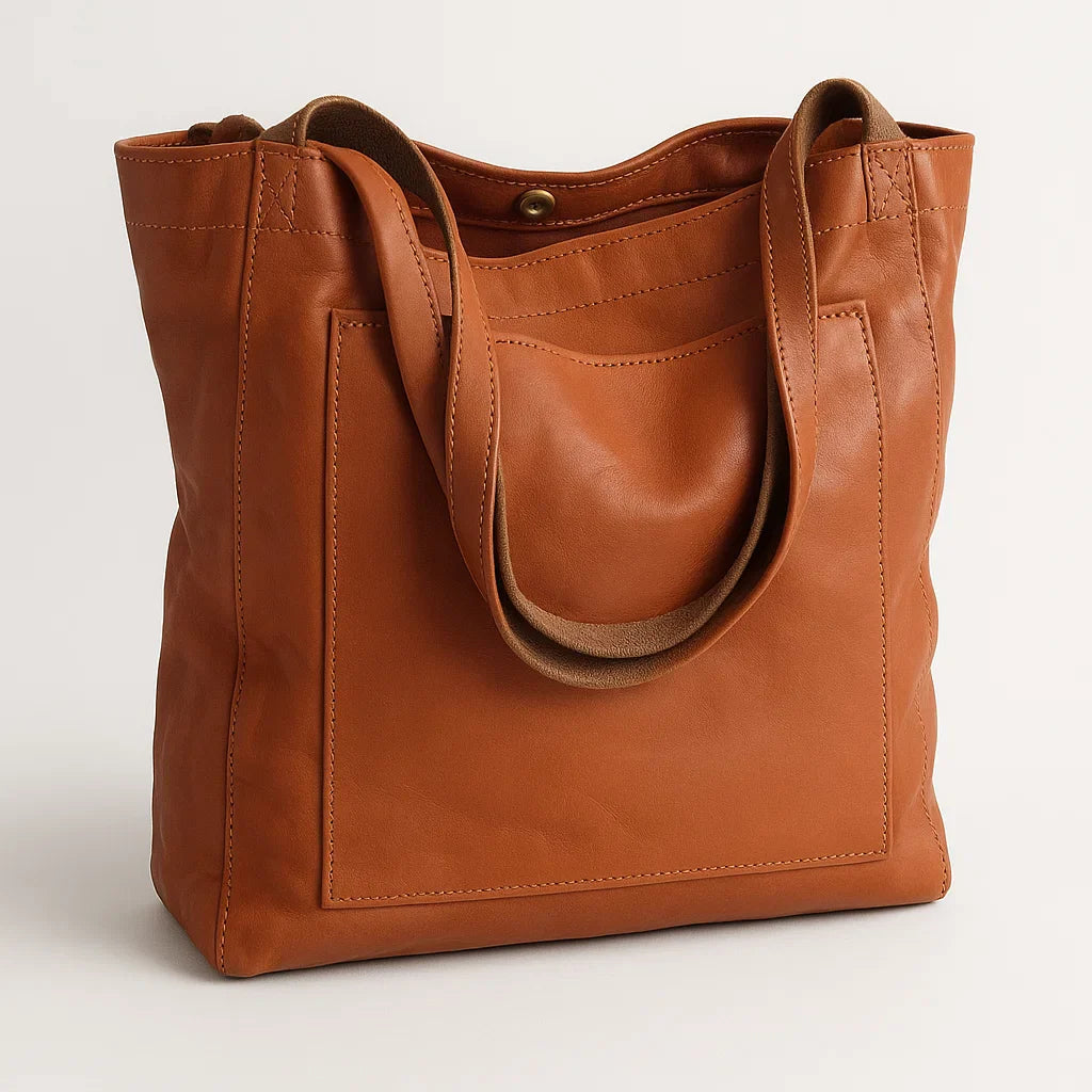 Vegan Leather Shoulder Bag with Zipper Closure