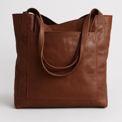 Vegan Leather Shoulder Bag with Zipper Closure