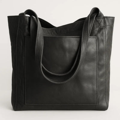 Vegan Leather Shoulder Bag with Zipper Closure