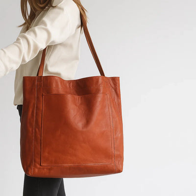 Vegan Leather Shoulder Bag with Zipper Closure