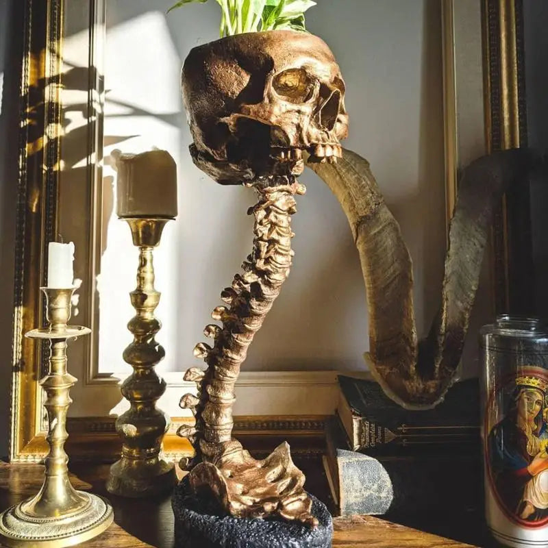BoneBloom | Planter with Skull and Spine