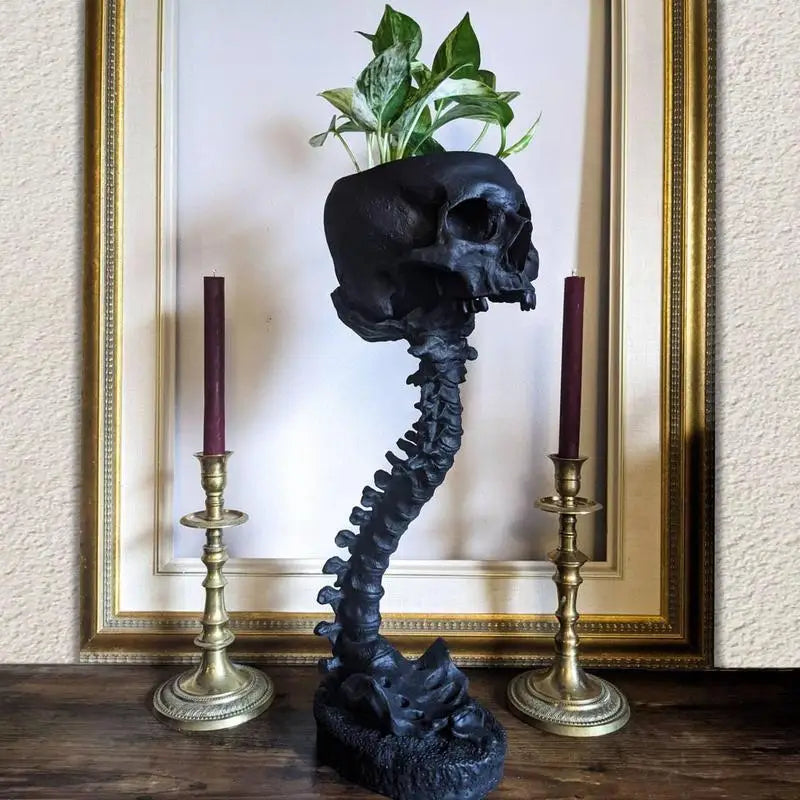 BoneBloom | Planter with Skull and Spine