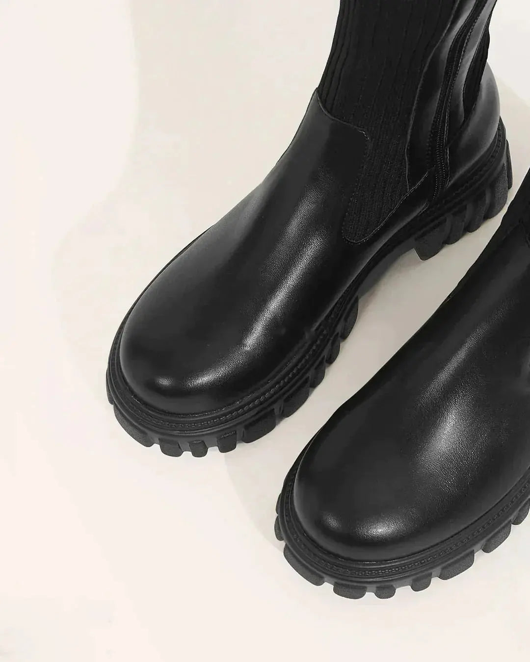 Women’s Stretch Knit Black Knee High Boots with Sleek Design