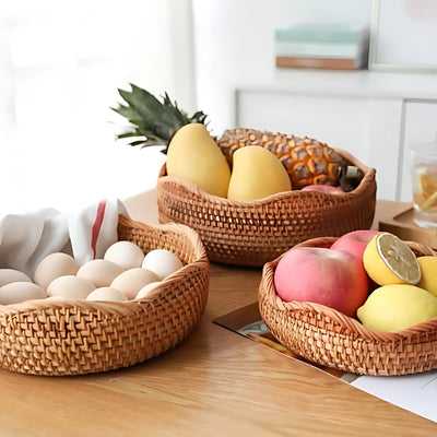 Handwoven Rattan Basket for Kitchen and Home Storage