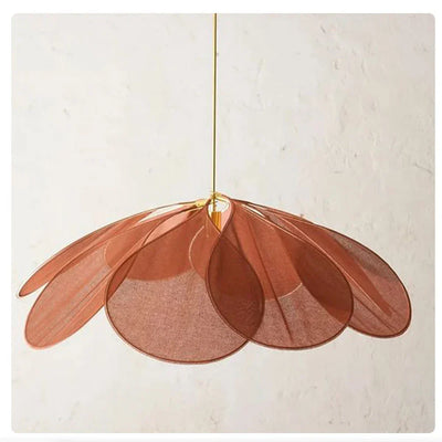 Floral Pendant Light with Warm Fabric Shade