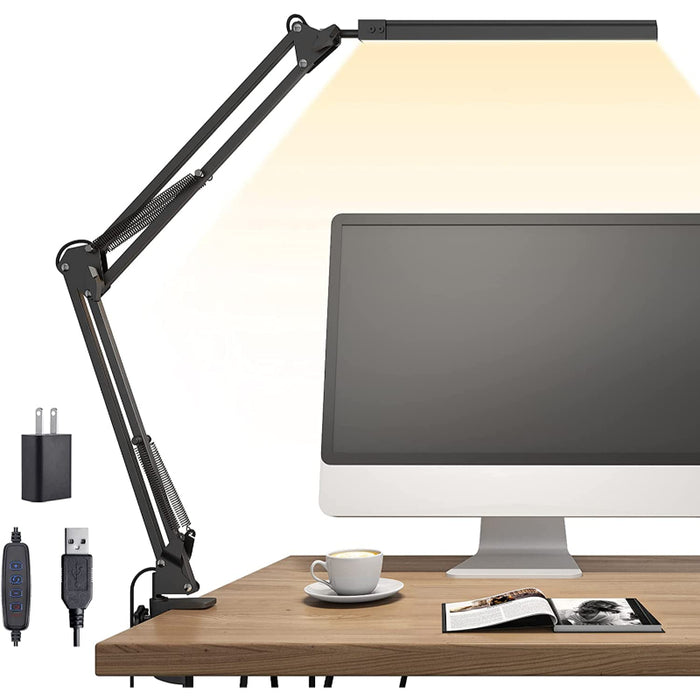 LED Desk Lamp with Clamp Adjustable Arm Dimmable