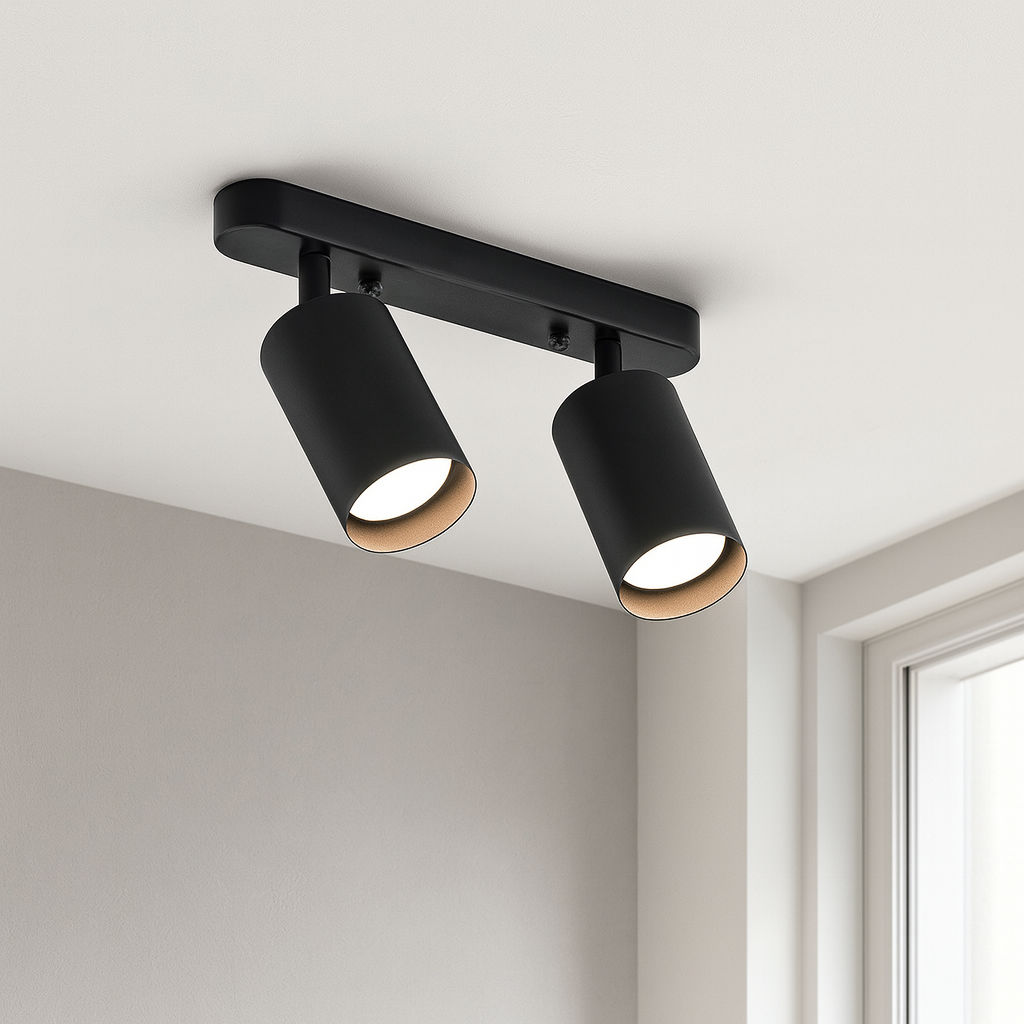 TwinGlow Rotating Ceiling Lamp – Adjustable 2-Head Modern Spotlight