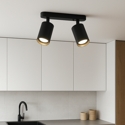 TwinGlow Rotating Ceiling Lamp – Adjustable 2-Head Modern Spotlight