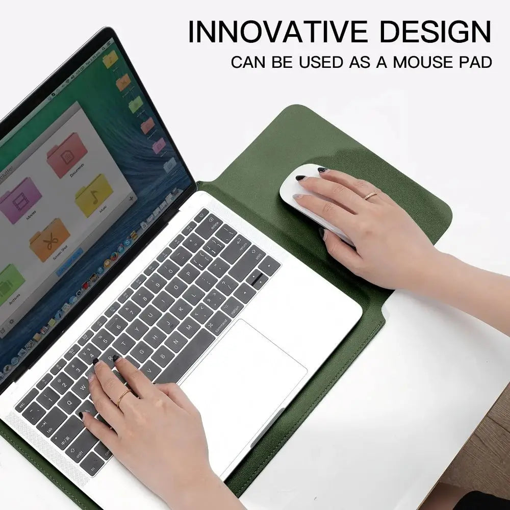 Ultra-Slim PU Leather Laptop Sleeve (13–15 inch) – Water-Resistant & Multifunctional
