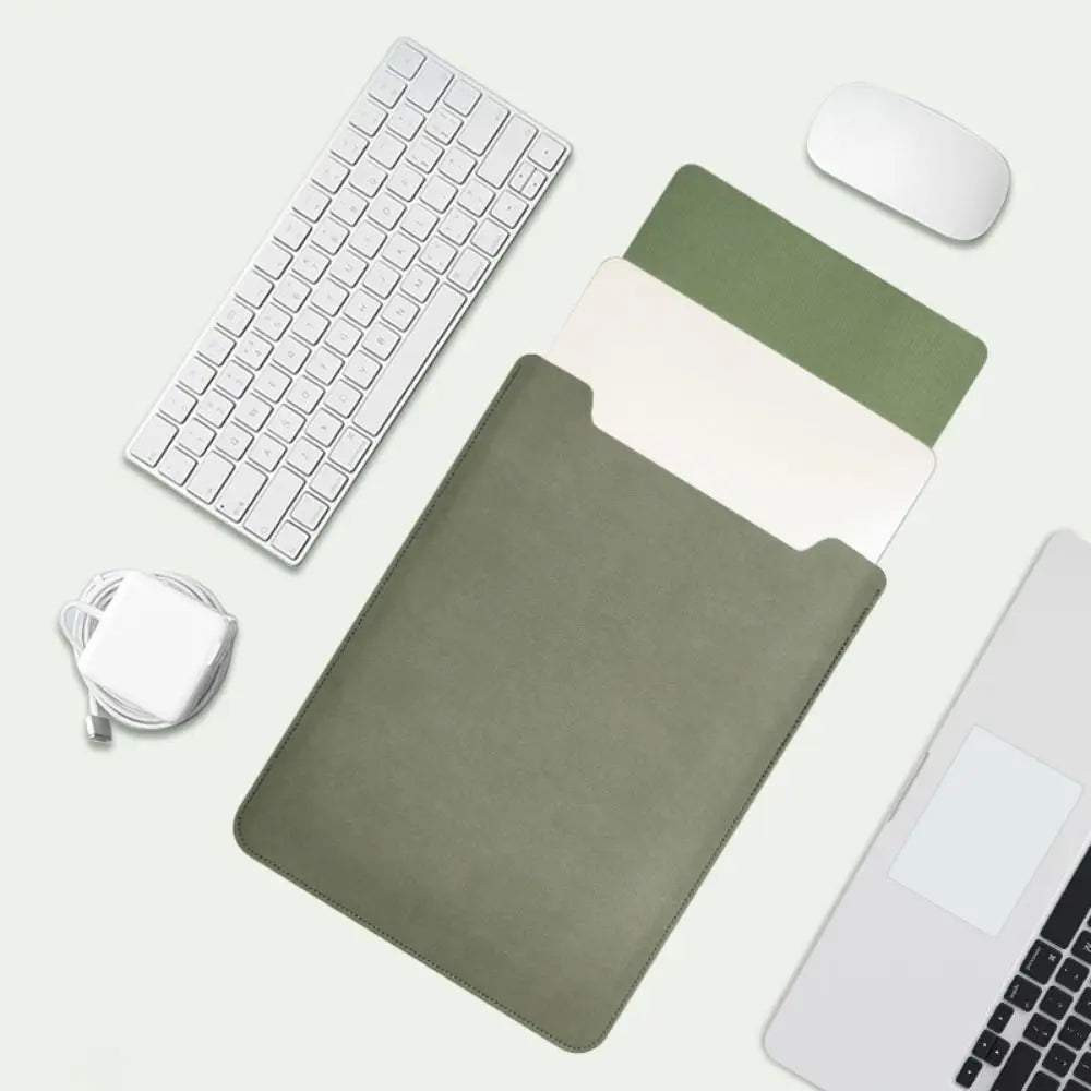 Ultra-Slim PU Leather Laptop Sleeve (13–15 inch) – Water-Resistant & Multifunctional