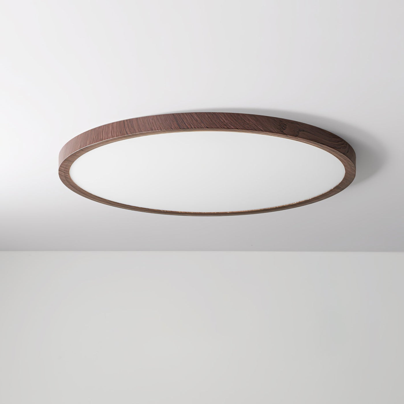 Ultrathin Round Walnut Finish LED Ceiling Light