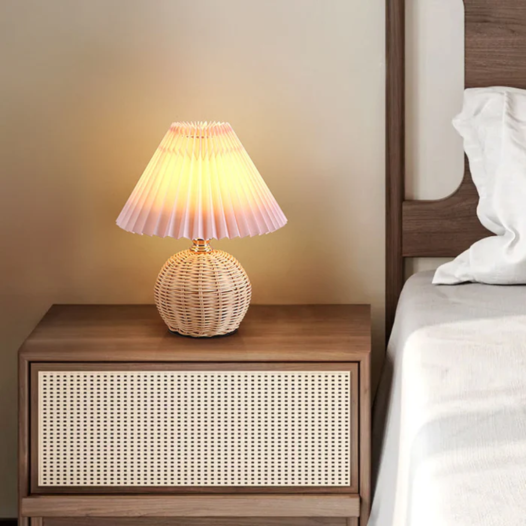 Modern Table Lamp with White Pleated Shade
