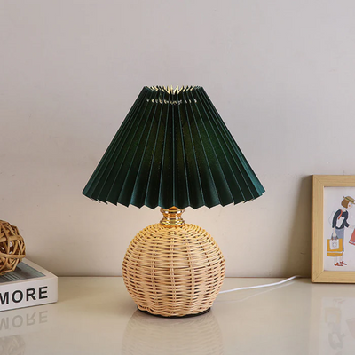 Modern Table Lamp with White Pleated Shade