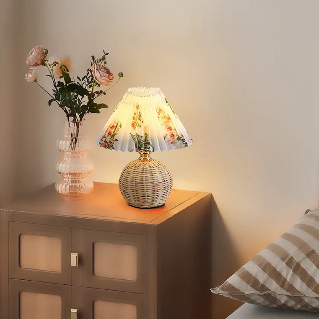 Modern Table Lamp with White Pleated Shade
