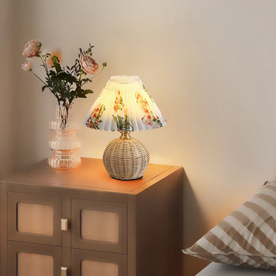 Modern Table Lamp with White Pleated Shade