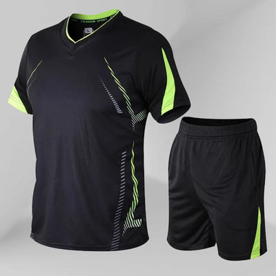 Men’s Training Set with Breathable T-Shirt and Sports Shorts