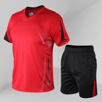 Men’s Training Set with Breathable T-Shirt and Sports Shorts