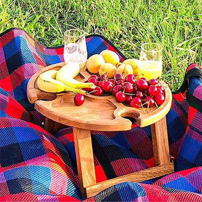 Portable Picnic Cheese Board with Wine Rack