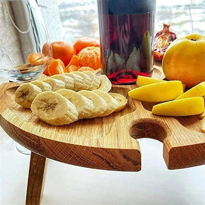 Portable Picnic Cheese Board with Wine Rack
