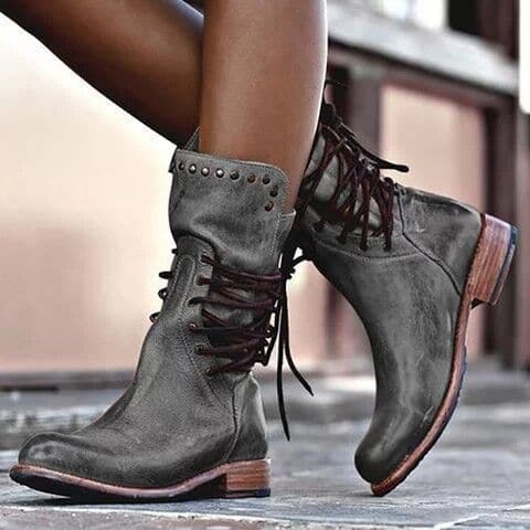Women’s Vintage Leather Calf Boots with Comfortable Fit