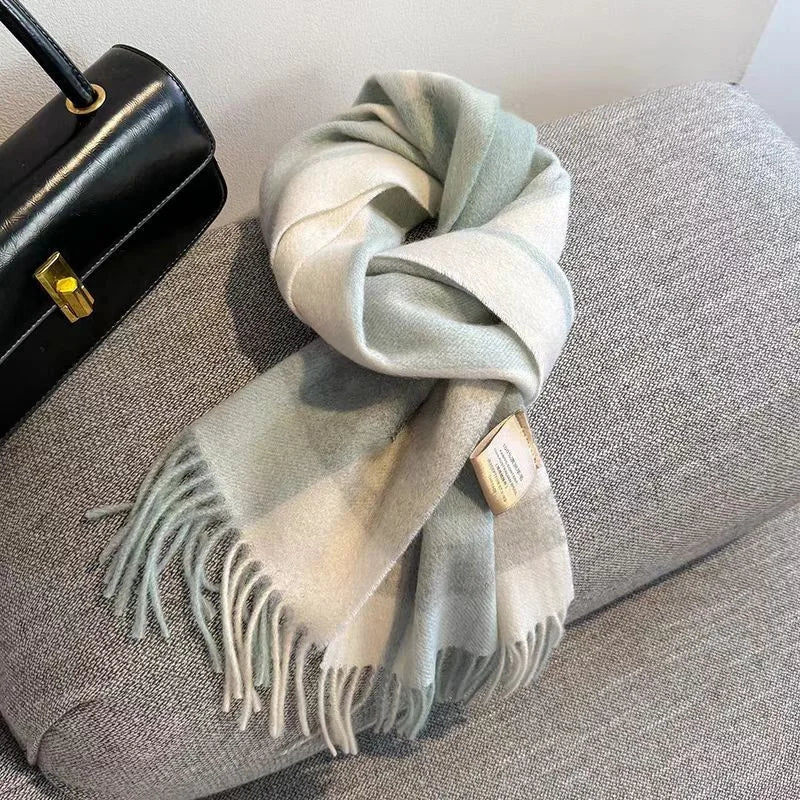 Merivelle Women’s Wool Scarf – Checkered Winter Warm Fashion Wrap