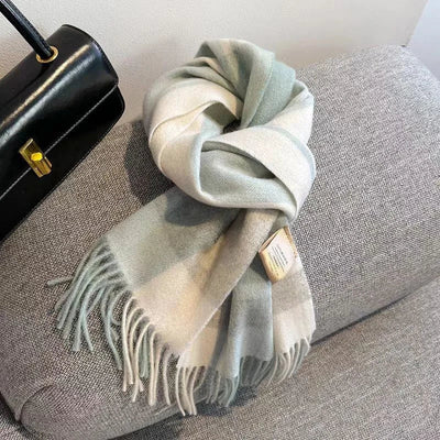 Merivelle Women’s Wool Scarf – Checkered Winter Warm Fashion Wrap