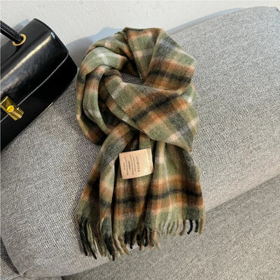 Merivelle Women’s Wool Scarf – Checkered Winter Warm Fashion Wrap