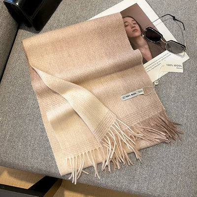 Merivelle Women’s Wool Scarf – Checkered Winter Warm Fashion Wrap