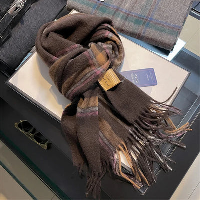 Merivelle Women’s Wool Scarf – Checkered Winter Warm Fashion Wrap