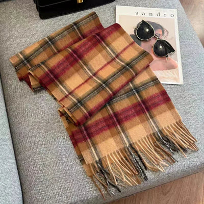 Merivelle Women’s Wool Scarf – Checkered Winter Warm Fashion Wrap